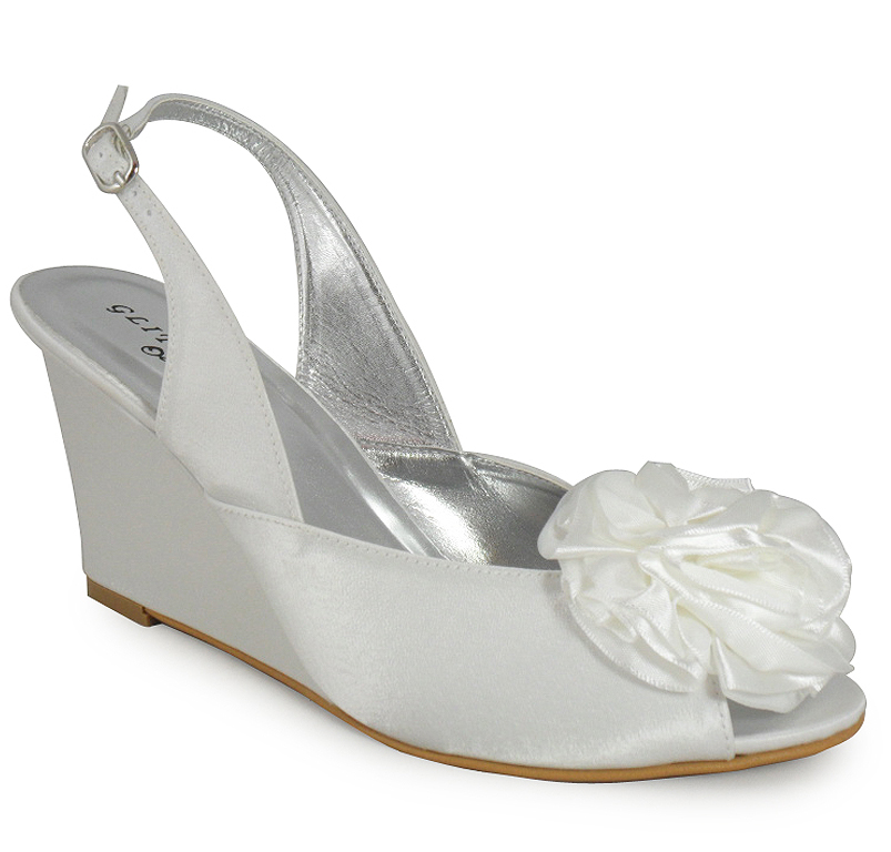 LADIES WOMENS IVORY BRIDAL PROM PARTY WEDGE SHOES 3-8 | eBay