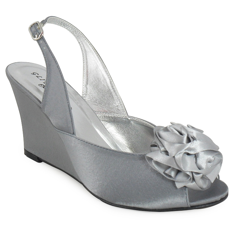 LADIES WOMENS SILVER BRIDAL PROM PARTY WEDGE SHOES 3-8 | eBay
